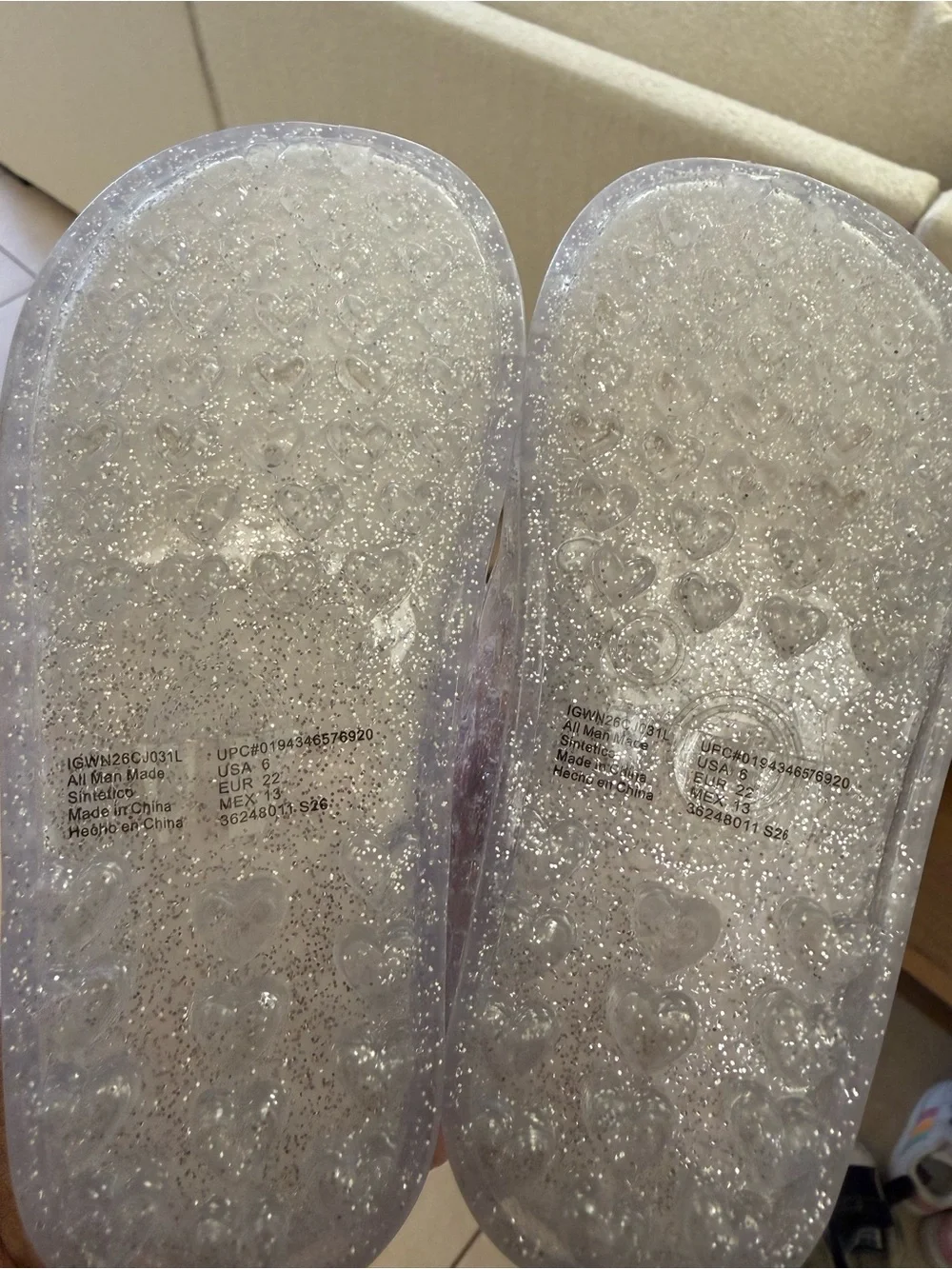 Wonder Nation Toddler Clear Glitter Jelly Mary Jane Cherry Shoes Size 6